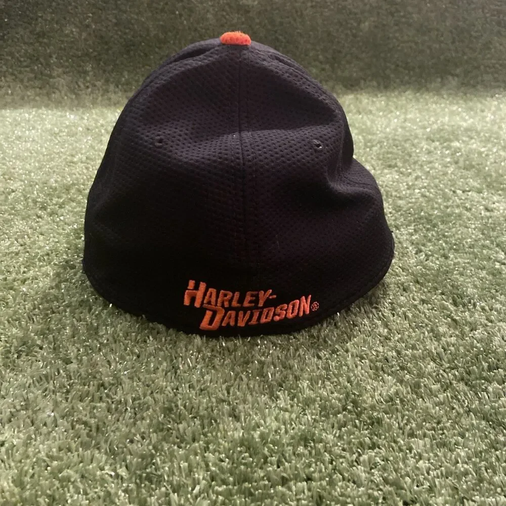 Harley-Davidson Large/X-Large New Era 39 Thirty Baseball Cap Black & Orange Hat